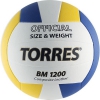Мяч вол. "TORRES BM1200" арт.V40035, р.5, синт.кожа (микрофибра), клееный, бут.кам, бел-син-желт